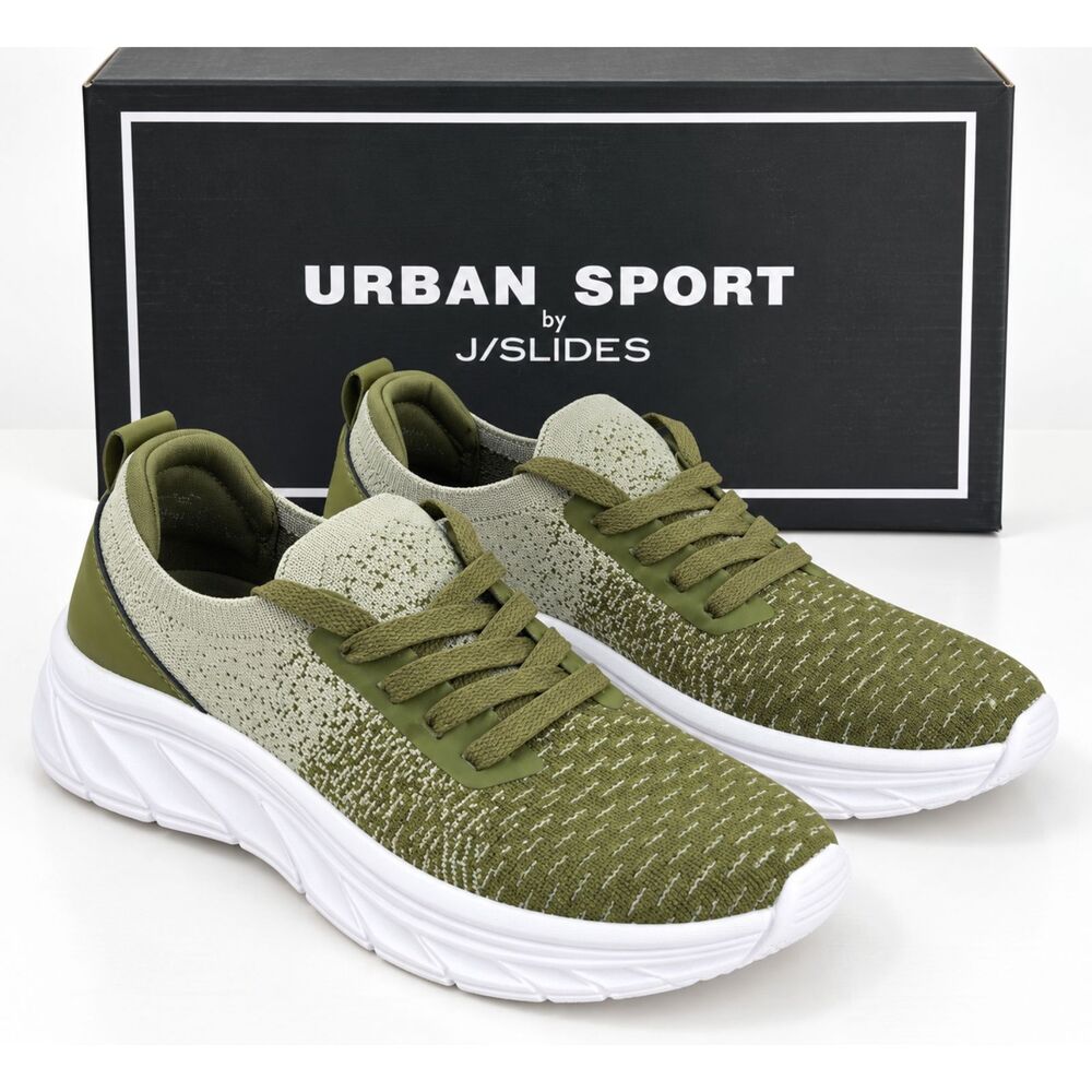 J/Slides Urban Sport Holly Women’s 7 Olive Knit Lace Up Platform Sneakers